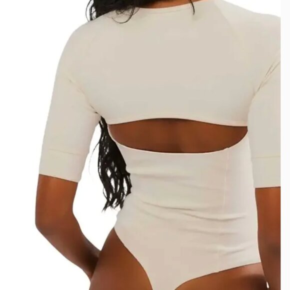 NWT Free People Everly Square Neck Bodysuit Small, TOFU - Picture 3 of 6